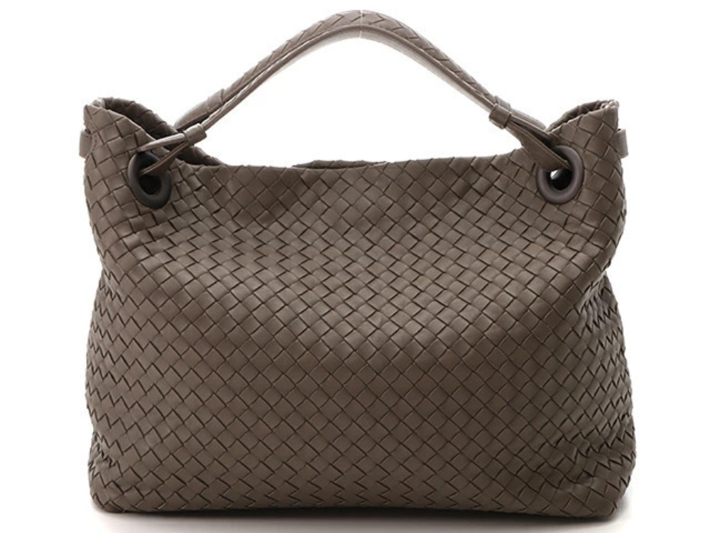 BOTTEGA VENETA Intrecciato Handbag Gray Brown